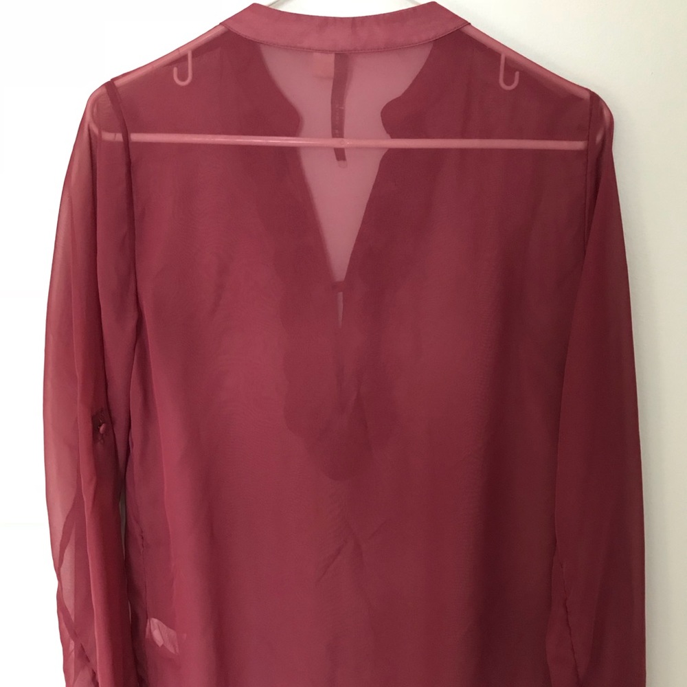 LC Lauren Conrad | Sheer Blouse with Roses - Picture 5 of 5